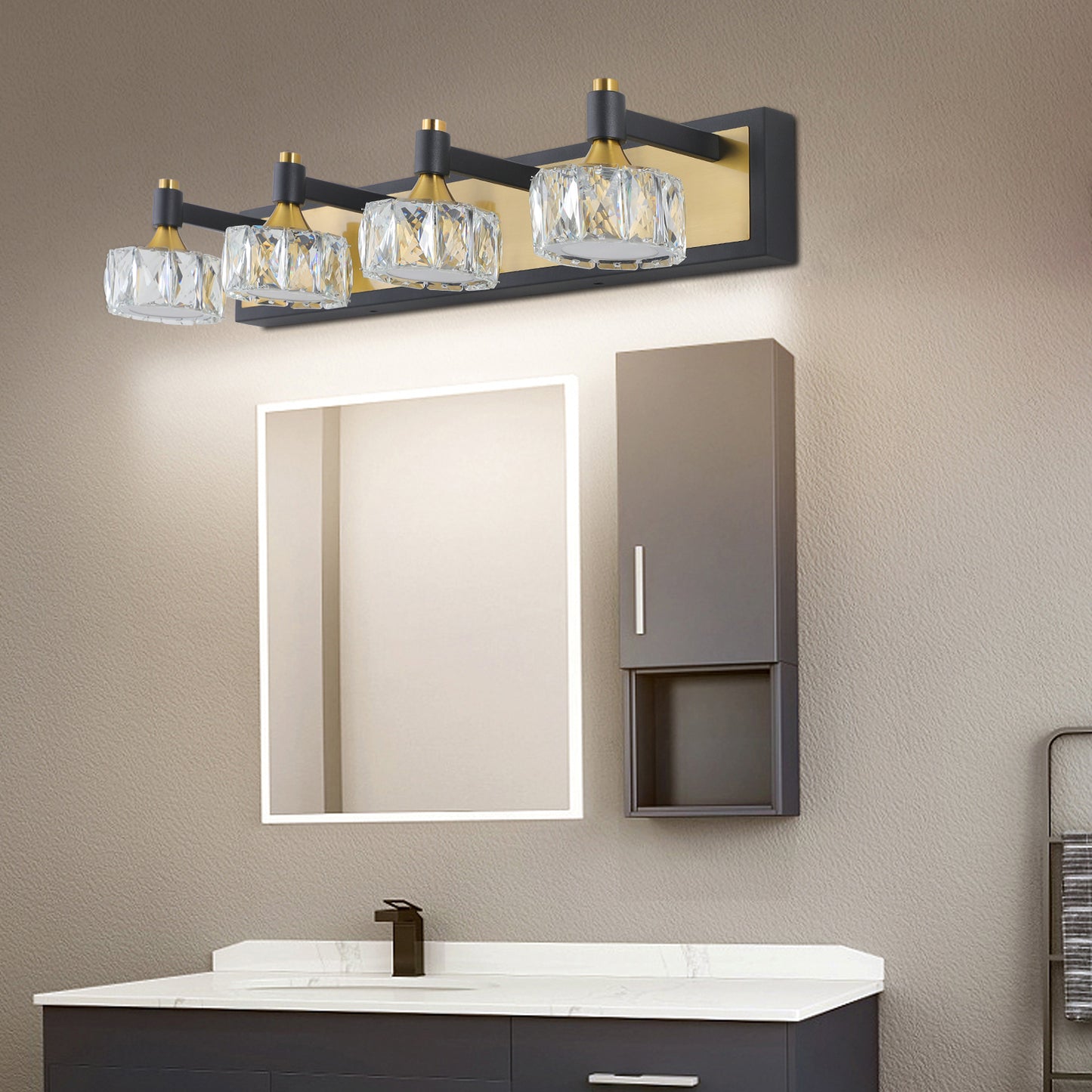 LED 4-Light Modern Crystal Bathroom Vanity Light -DG2023