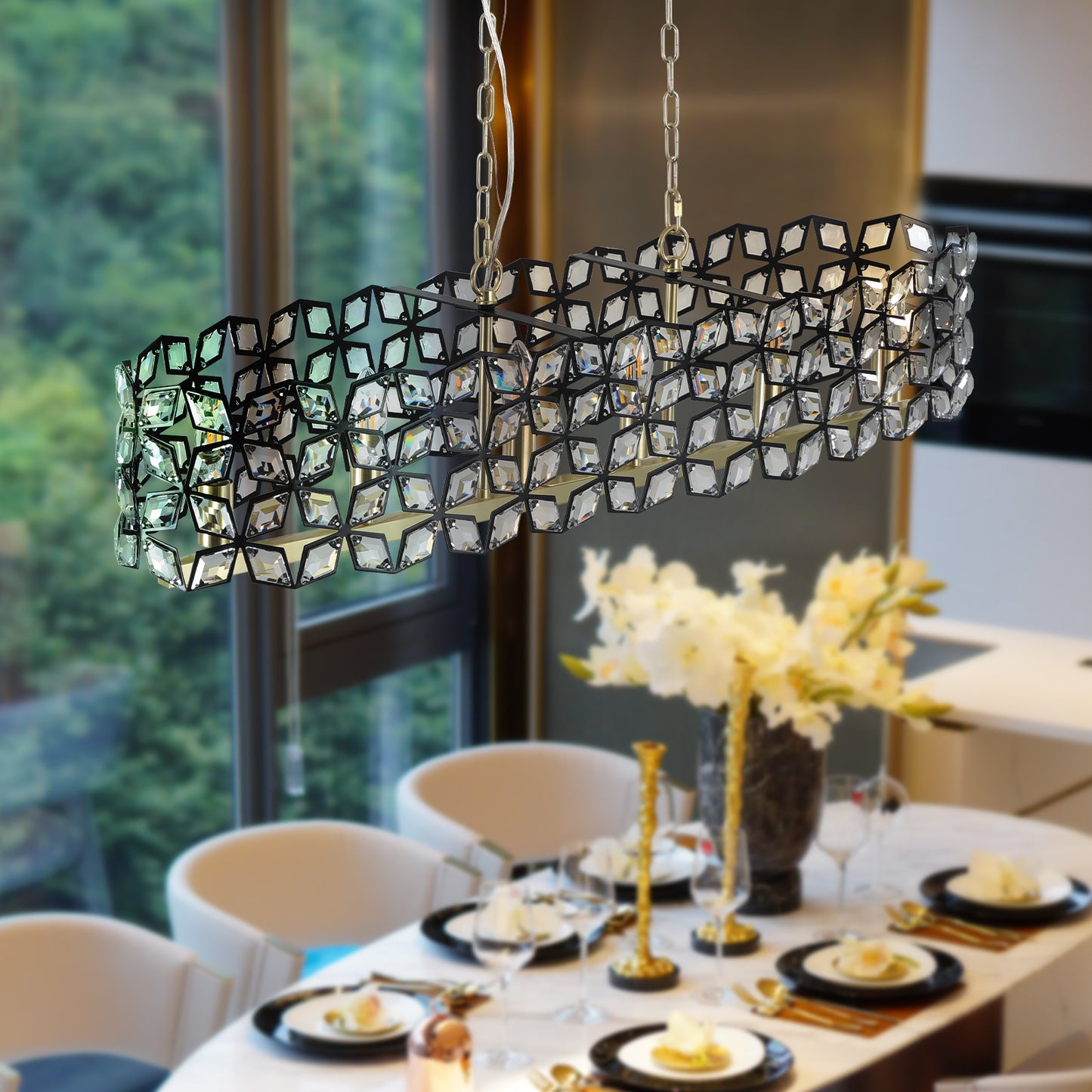 Modern Luxury Champagne Gold Oval Crystal ceiling chandelier -DG2034