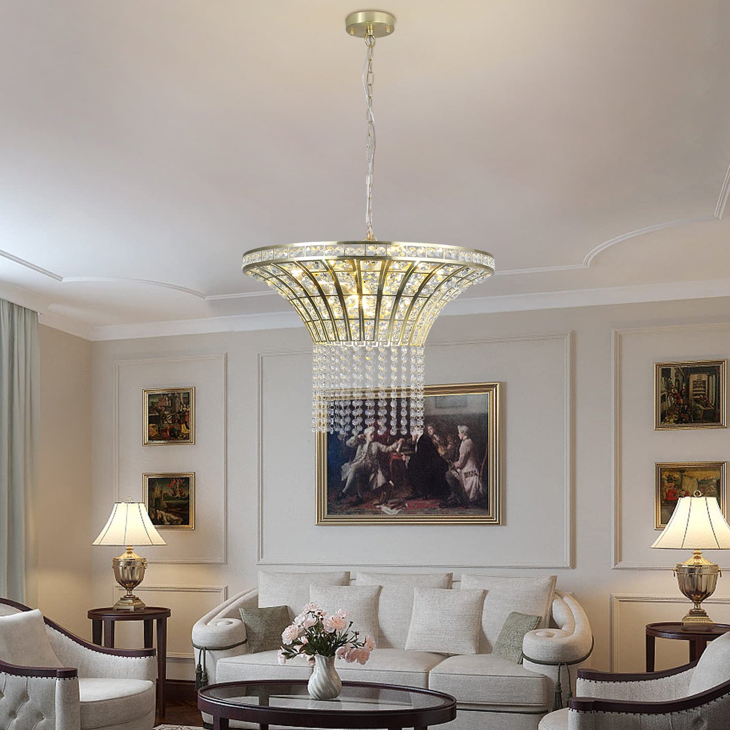 8-Light 23.6" Wide Crystal Waterfall Chandelier-DG2007