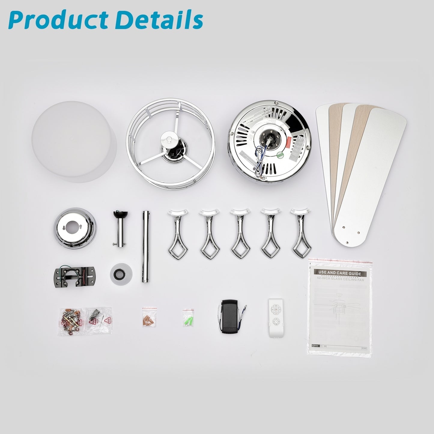 52" 3-Light Chrome Drum Shade LED Ceiling Fan