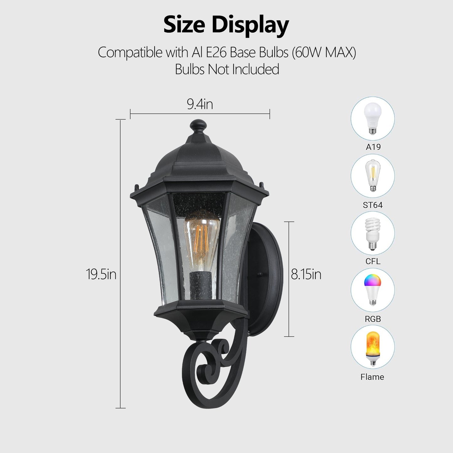 Outdoor Waterproof Glass Retro Wall Lamp with light sense-DG2045