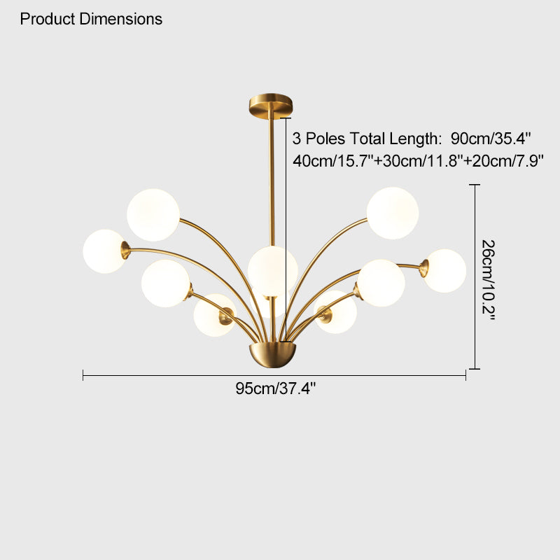 Diff Milk Glass Globe Arm Chandelier-DF2176