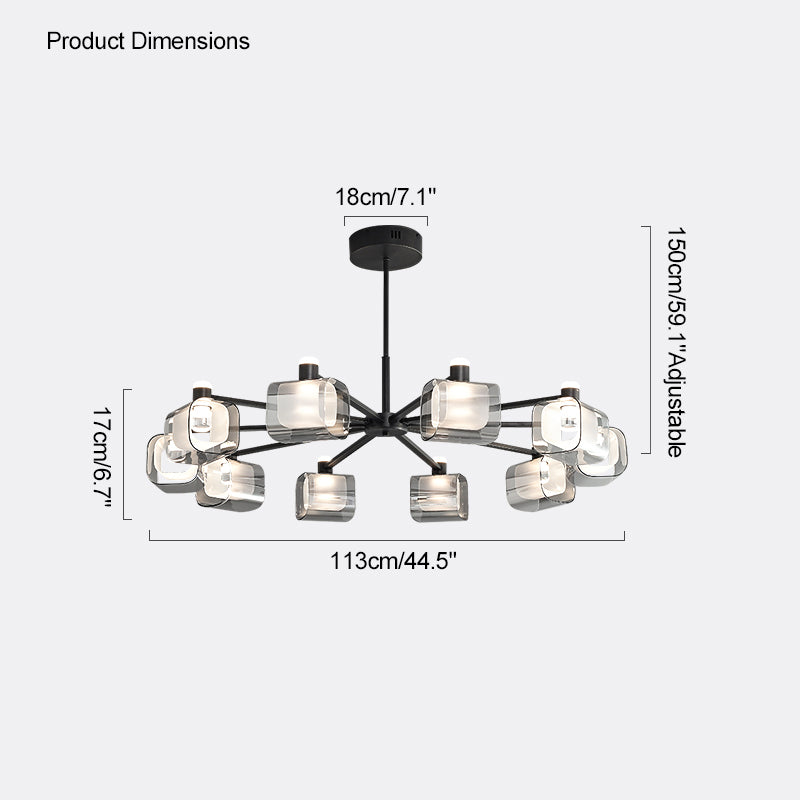 Diff Hollow Rectangular Glass Chandelier-DF2223