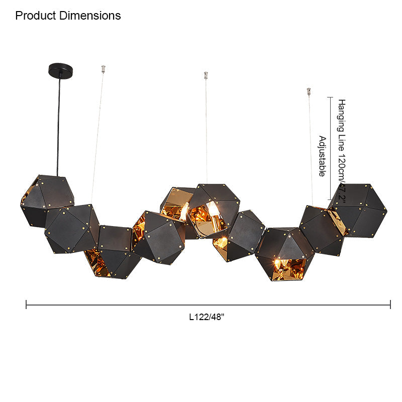 Diff Long Steel Sculptural Chandelier-DF2076