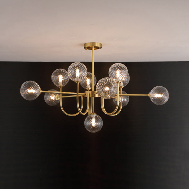 Diff Glass Globe Brass Arm Chandelier-DF2255