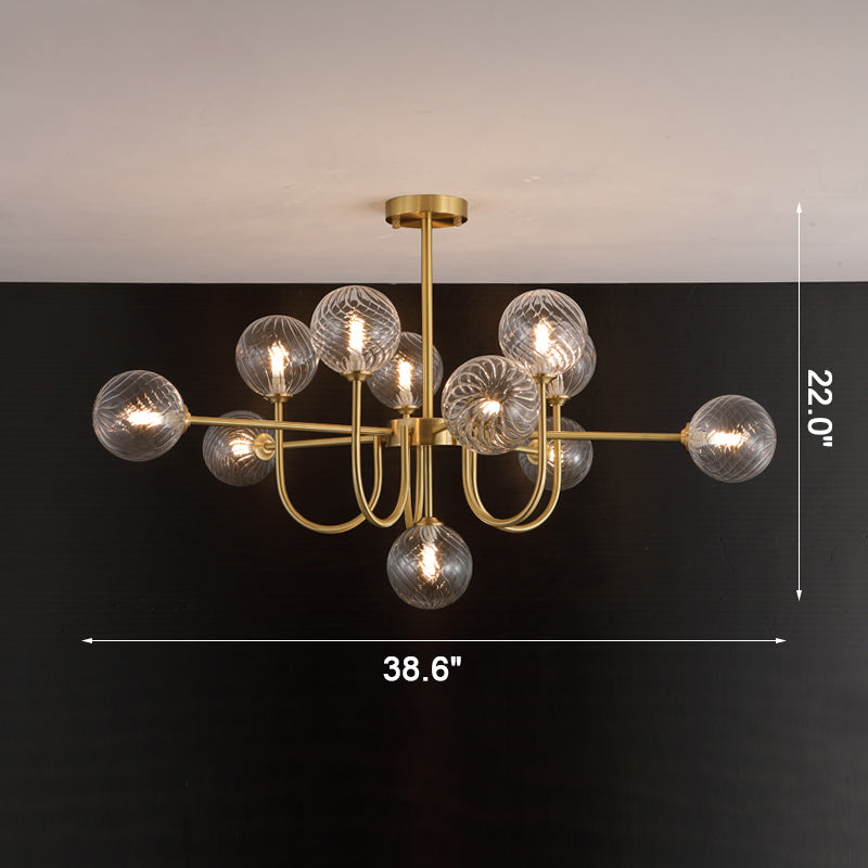 Diff Glass Globe Brass Arm Chandelier-DF2255