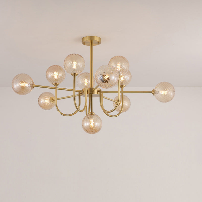 Diff Glass Globe Brass Arm Chandelier-DF2255