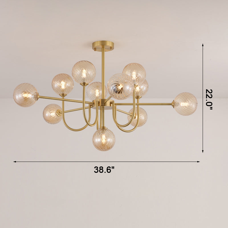 Diff Glass Globe Brass Arm Chandelier-DF2255