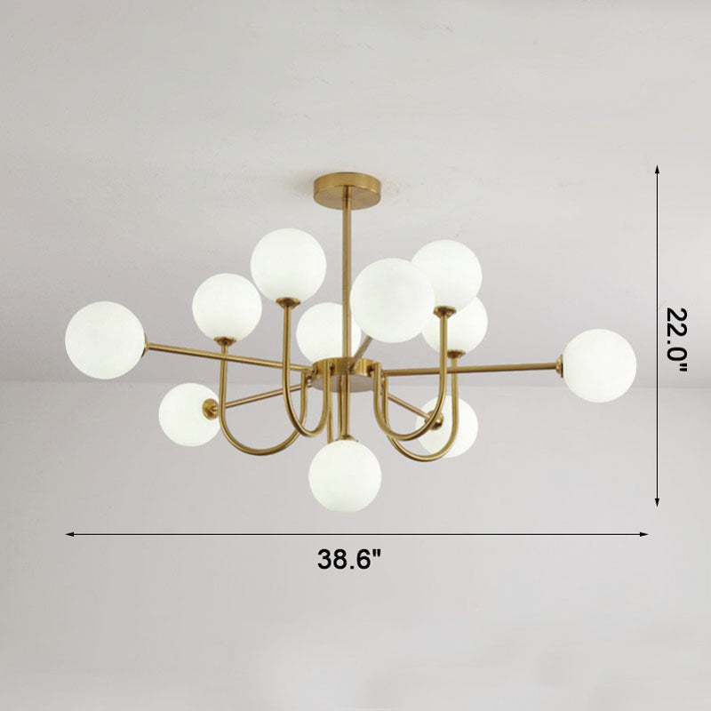 Diff Glass Globe Brass Arm Chandelier-DF2255