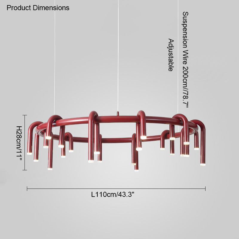 Diff U-tubes Red Round Chandelier-DF2157