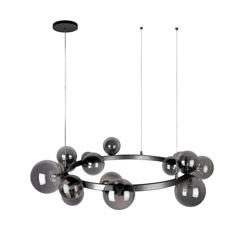 Diff Smoked Glass Bubble Circular Chandelier-DF2292