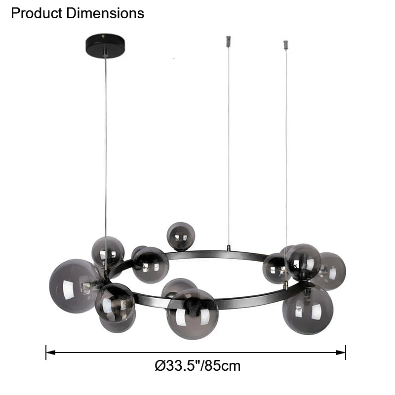 Diff Smoked Glass Bubble Circular Chandelier-DF2292