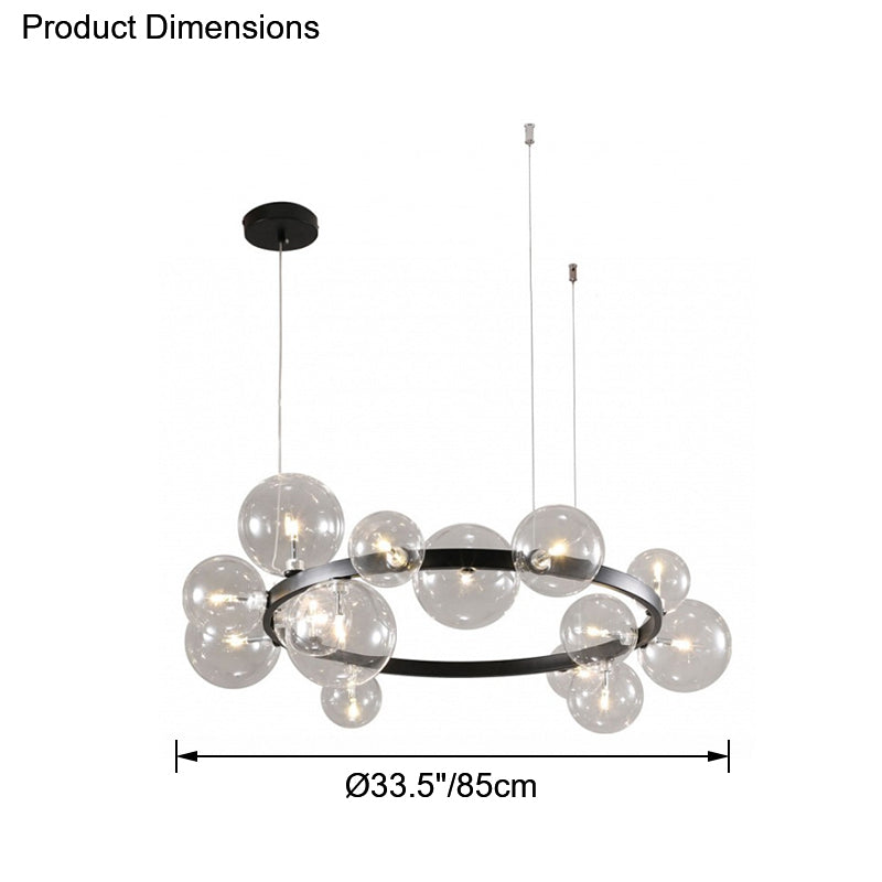 Diff Smoked Glass Bubble Circular Chandelier-DF2292
