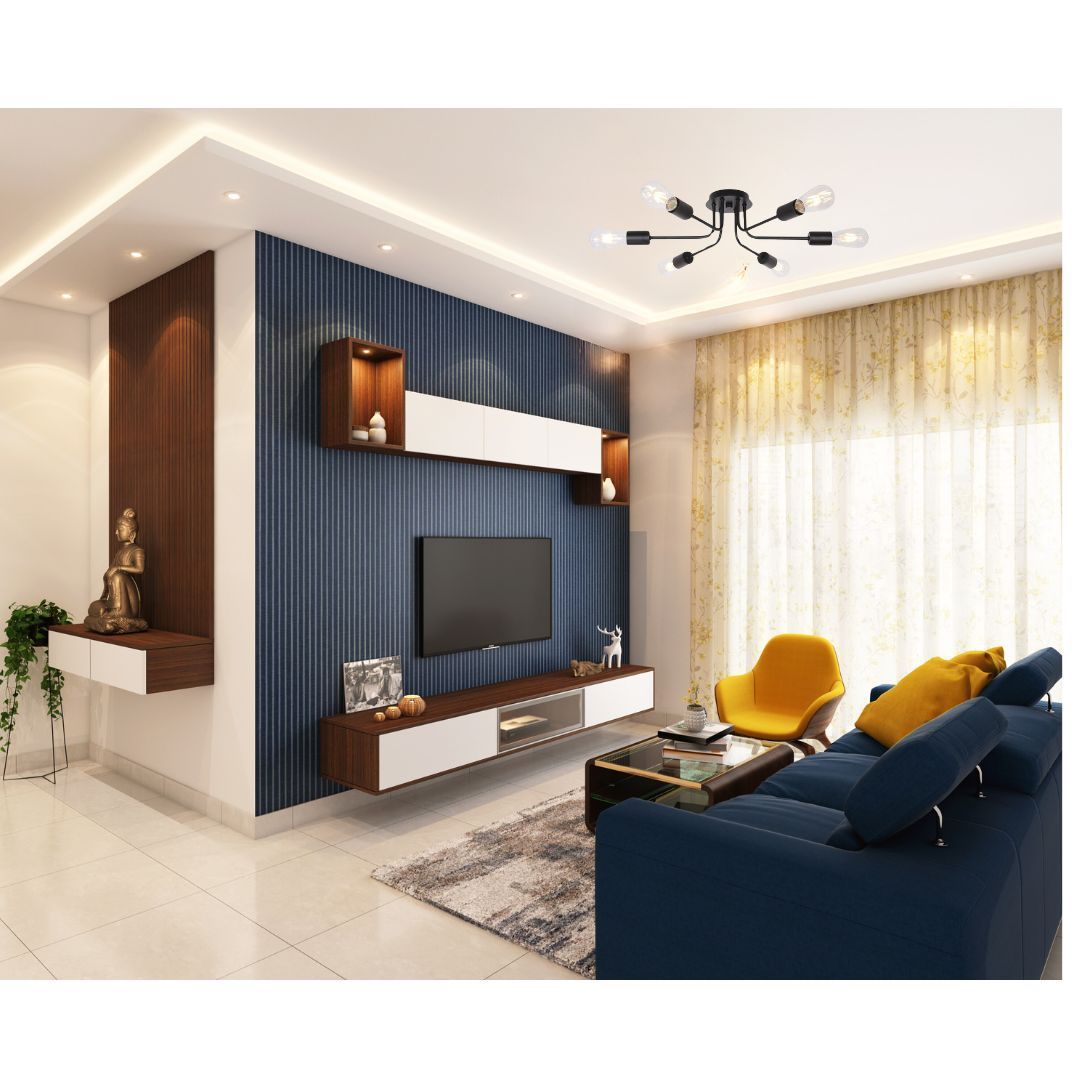 Modern Sputnik Chandelier 6 Light Semi Flush Mount Ceiling Lighting