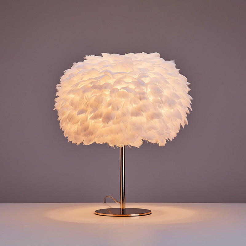 Diff Pretty Round Feather Table Night Lamp-DF8038