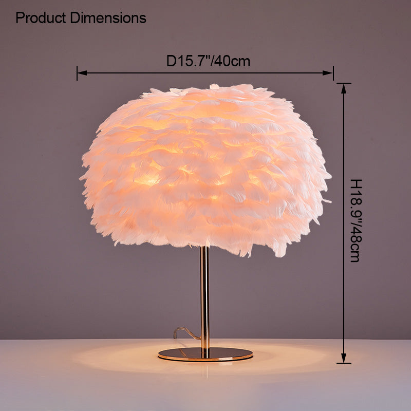 Diff Pretty Round Feather Table Night Lamp-DF8038
