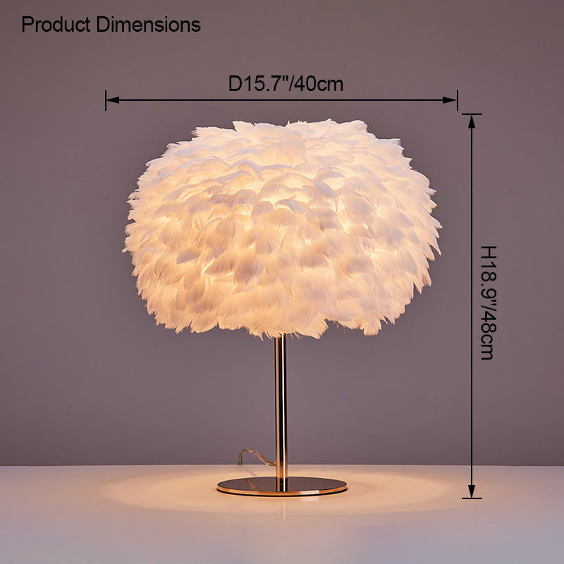 Diff Pretty Round Feather Table Night Lamp-DF8038