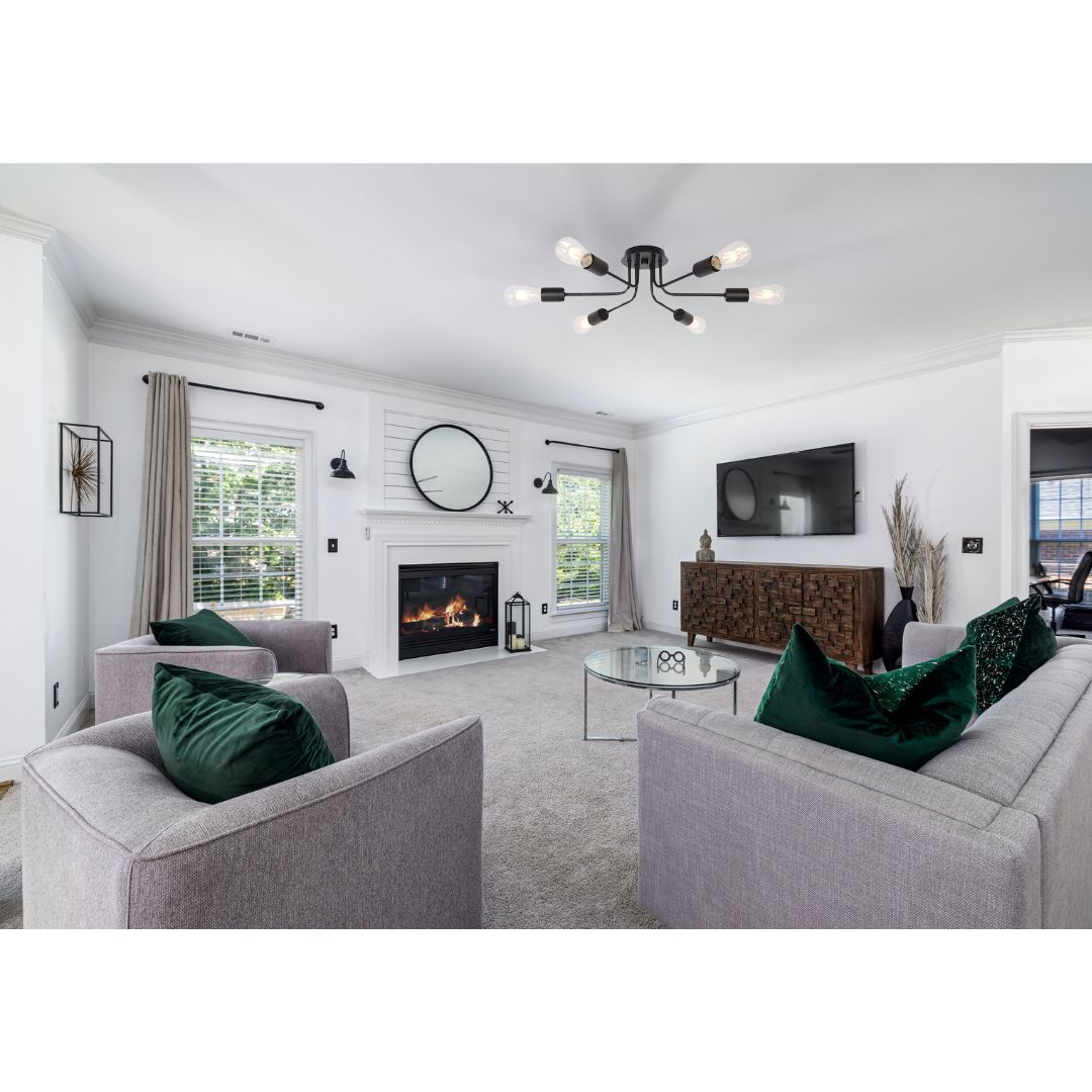 Modern Sputnik Chandelier 6 Light Semi Flush Mount Ceiling Lighting