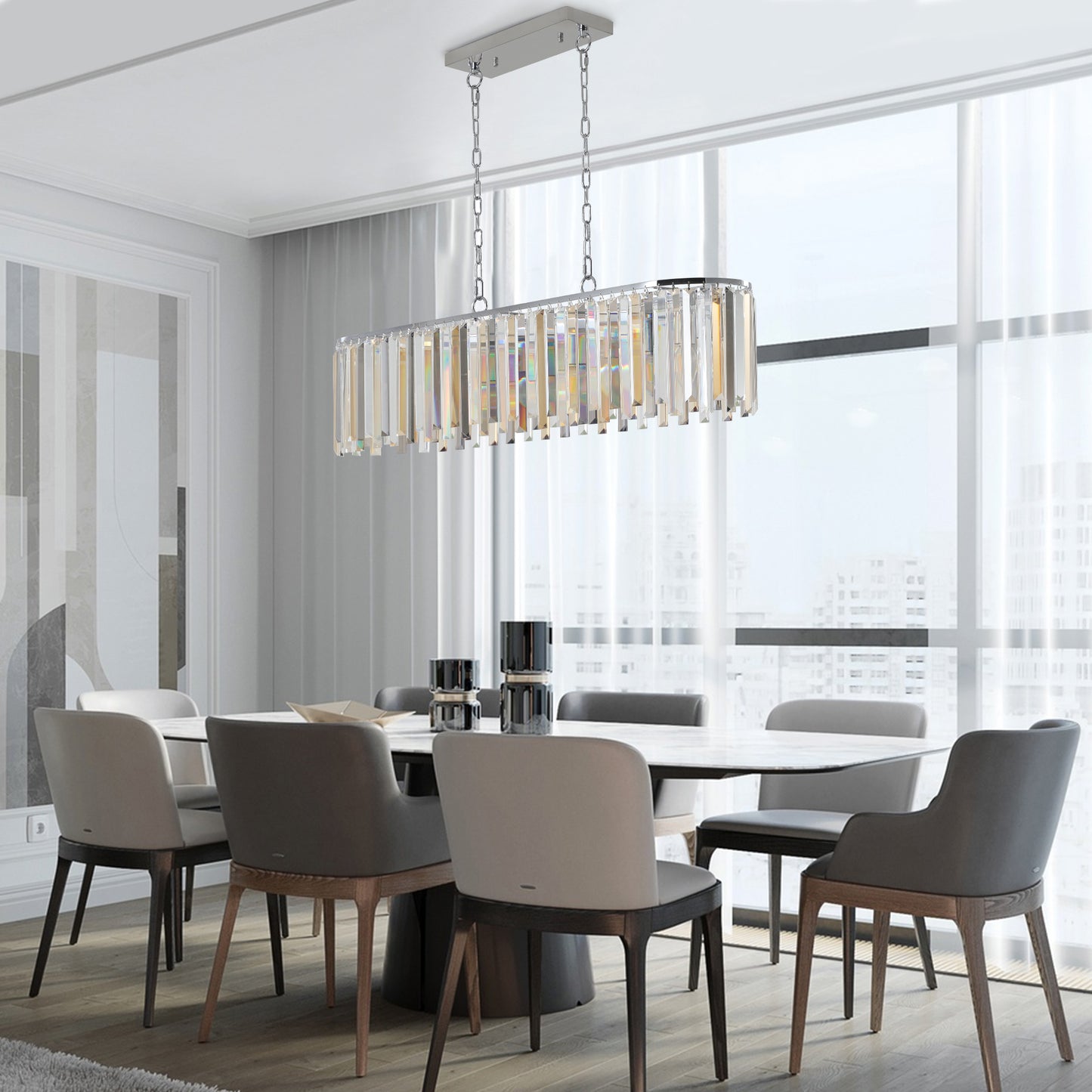 Modern Oval Crystal ceiling chandelier-DG2043