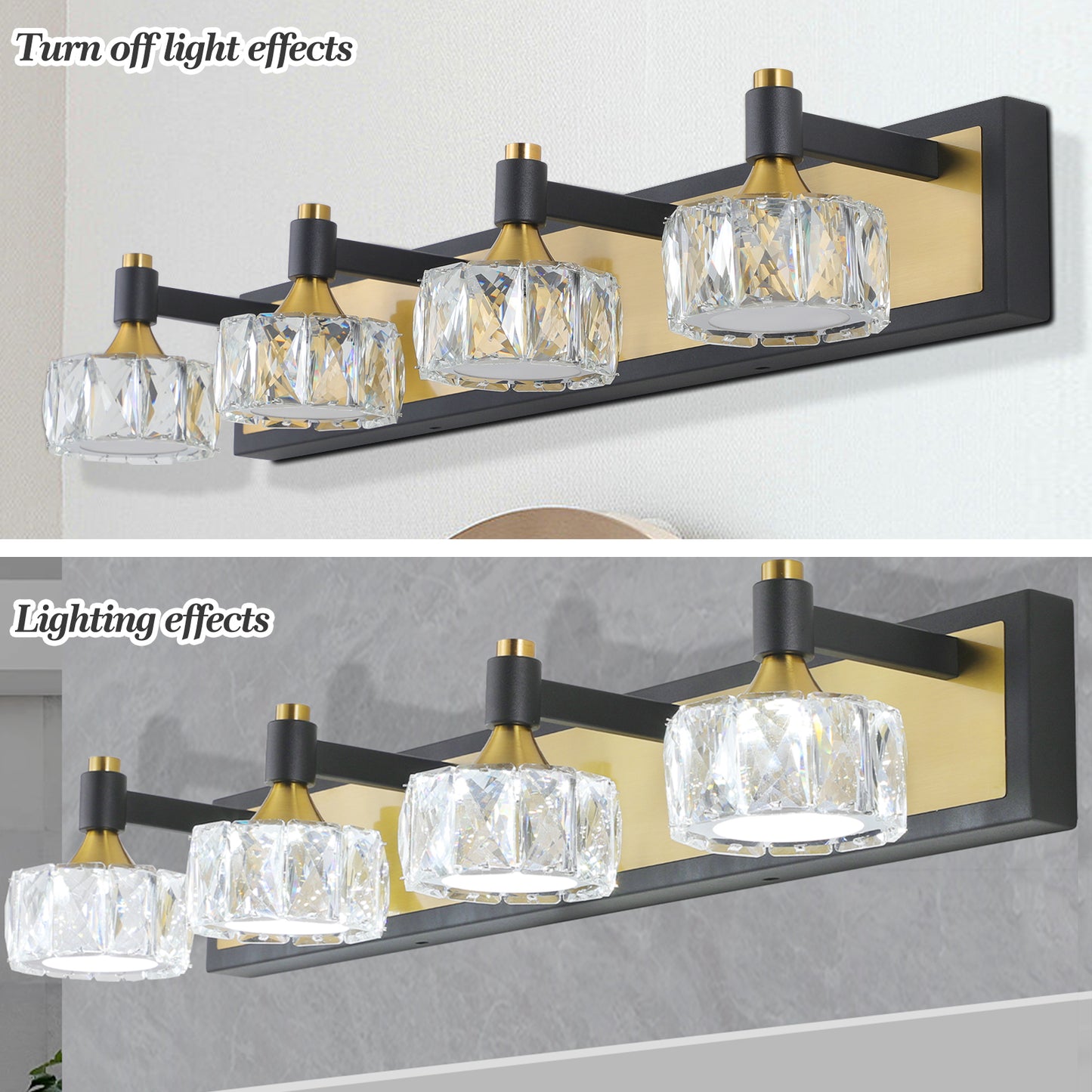 LED 4-Light Modern Crystal Bathroom Vanity Light -DG2023