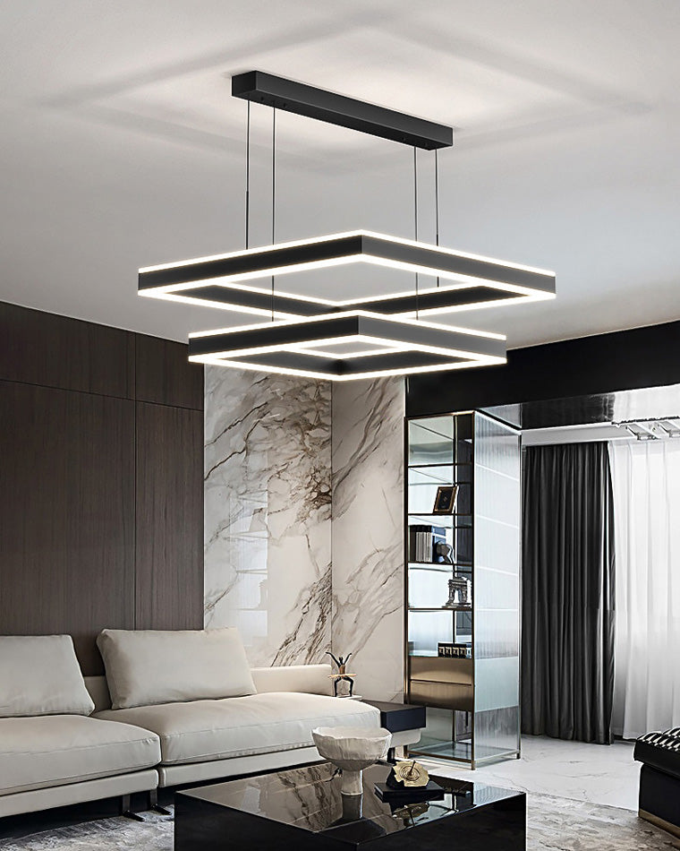 Diff Tiered Black Square Chandelier-DF2016