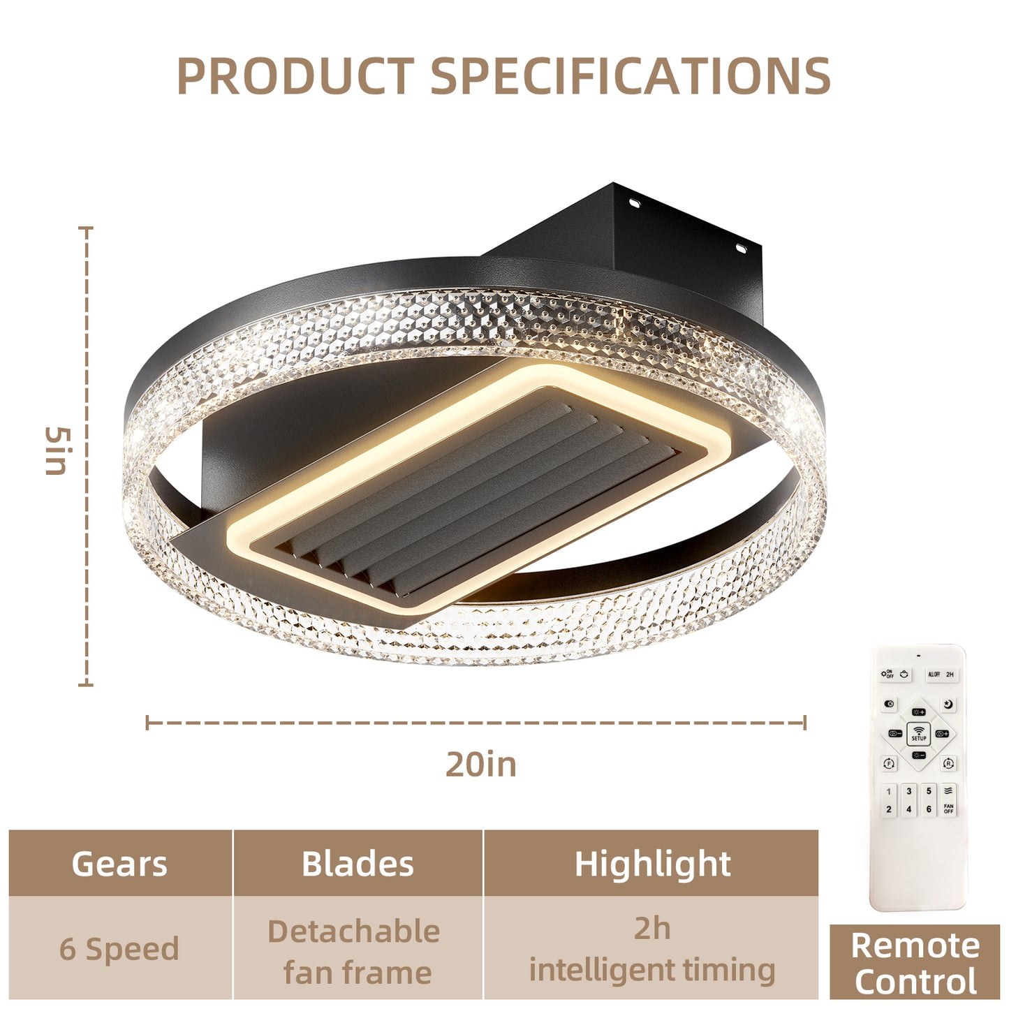 20inch Modern Leafless Ceiling Fan -DG1009