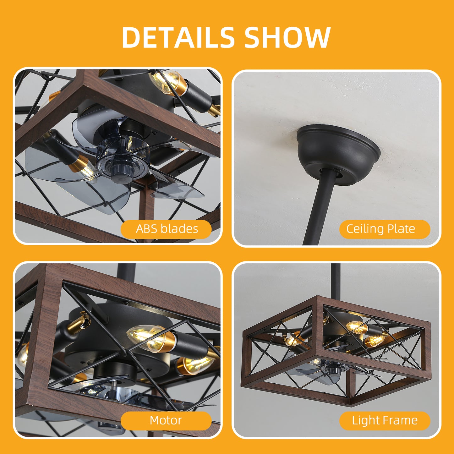18inch Caged Ceiling Fan with Lights-DG1005