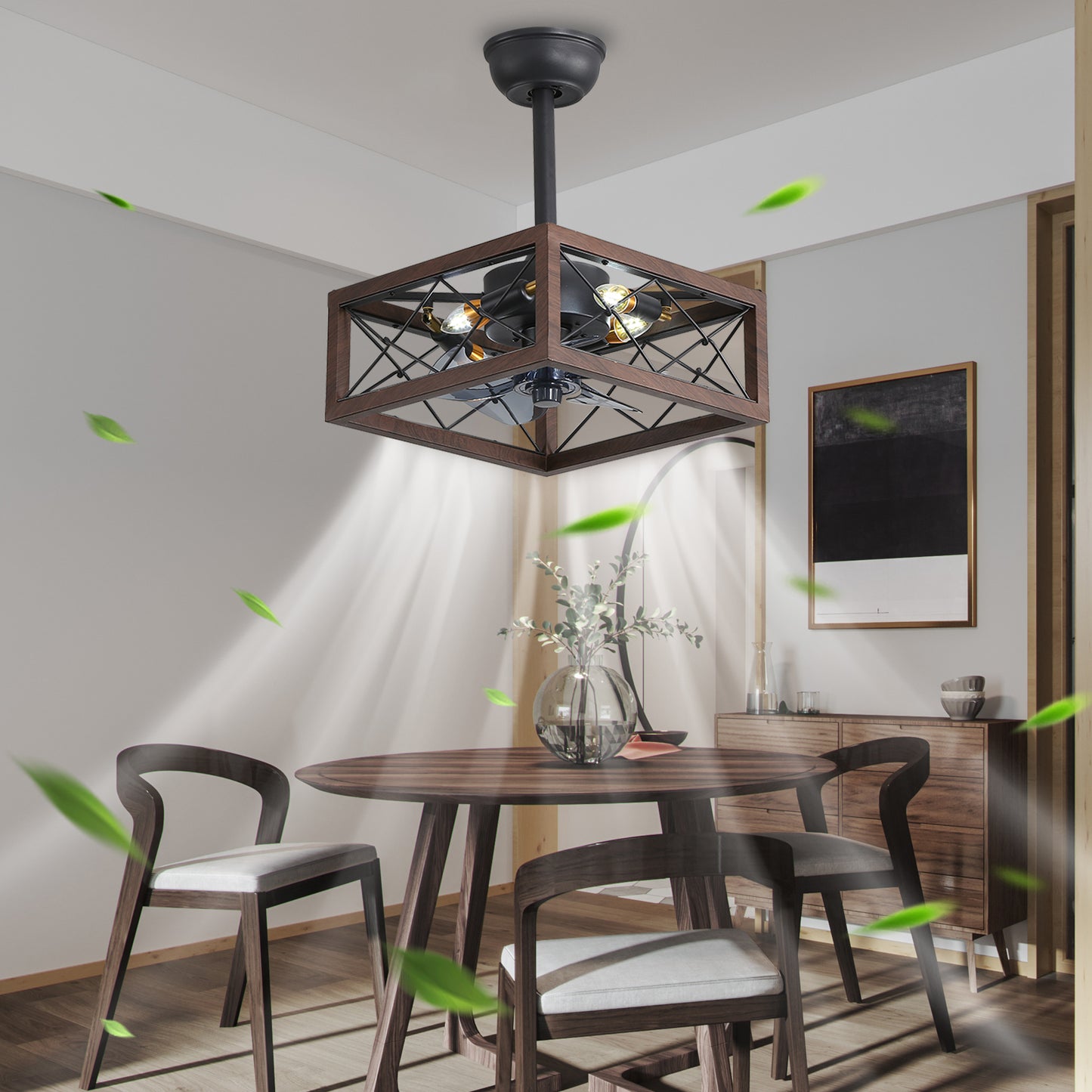 18inch Caged Ceiling Fan with Lights-DG1005