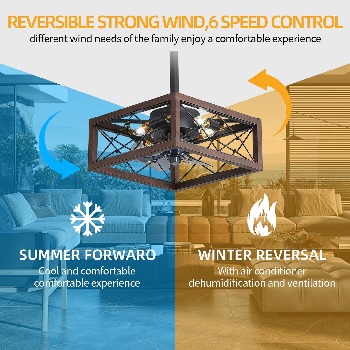 18inch Caged Ceiling Fan with Lights-DG1005