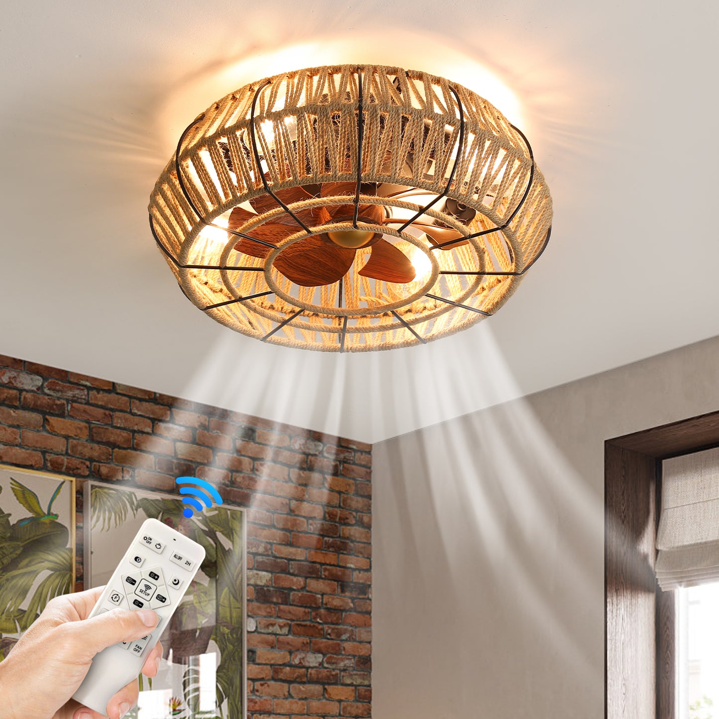20" Rustic Style Ceiling Fan with Lights-DG1008