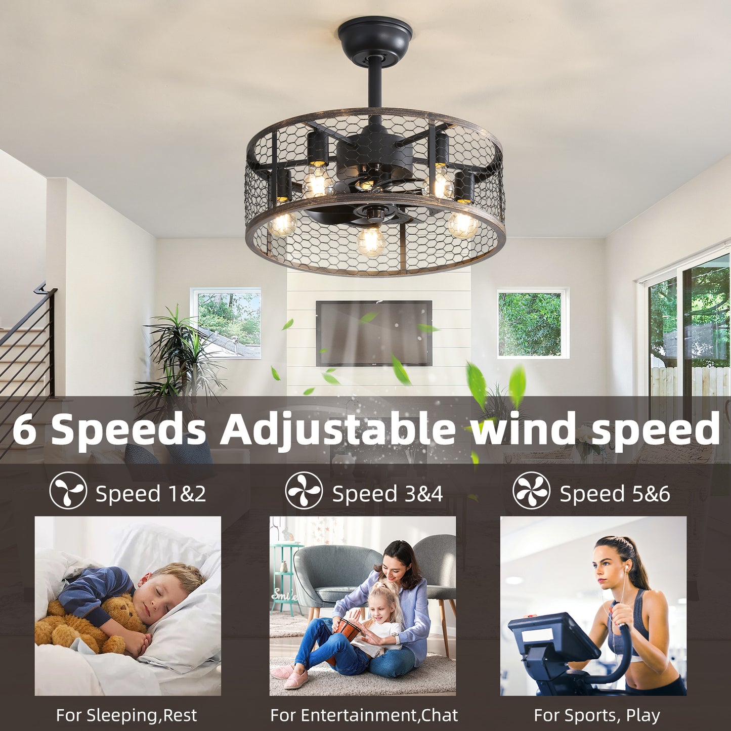 19.7In Classic Ceiling Fan with Light-DG1004