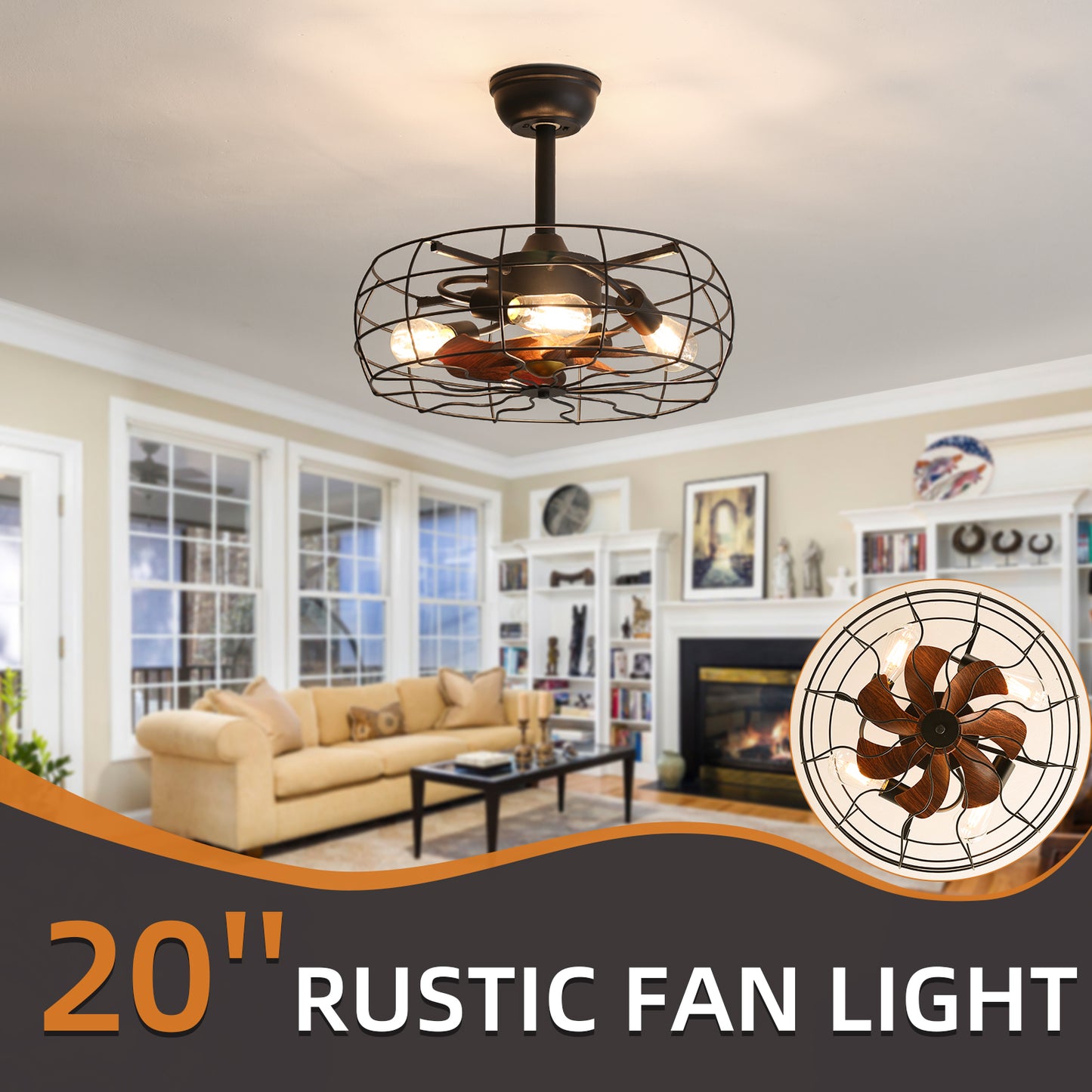 19inch Cage Retro Reiling Fan with Lights-DG1006
