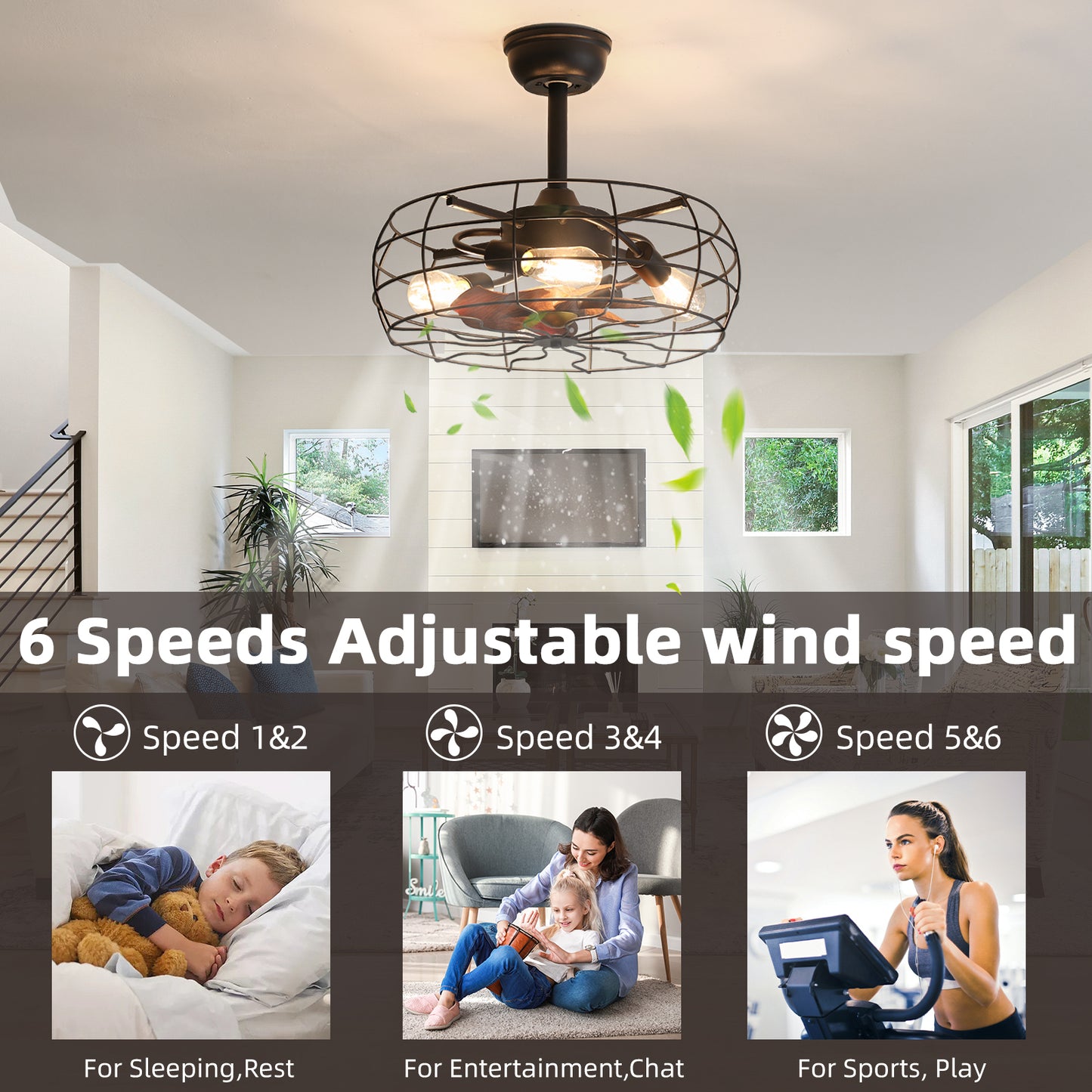 19inch Cage Retro Reiling Fan with Lights-DG1006