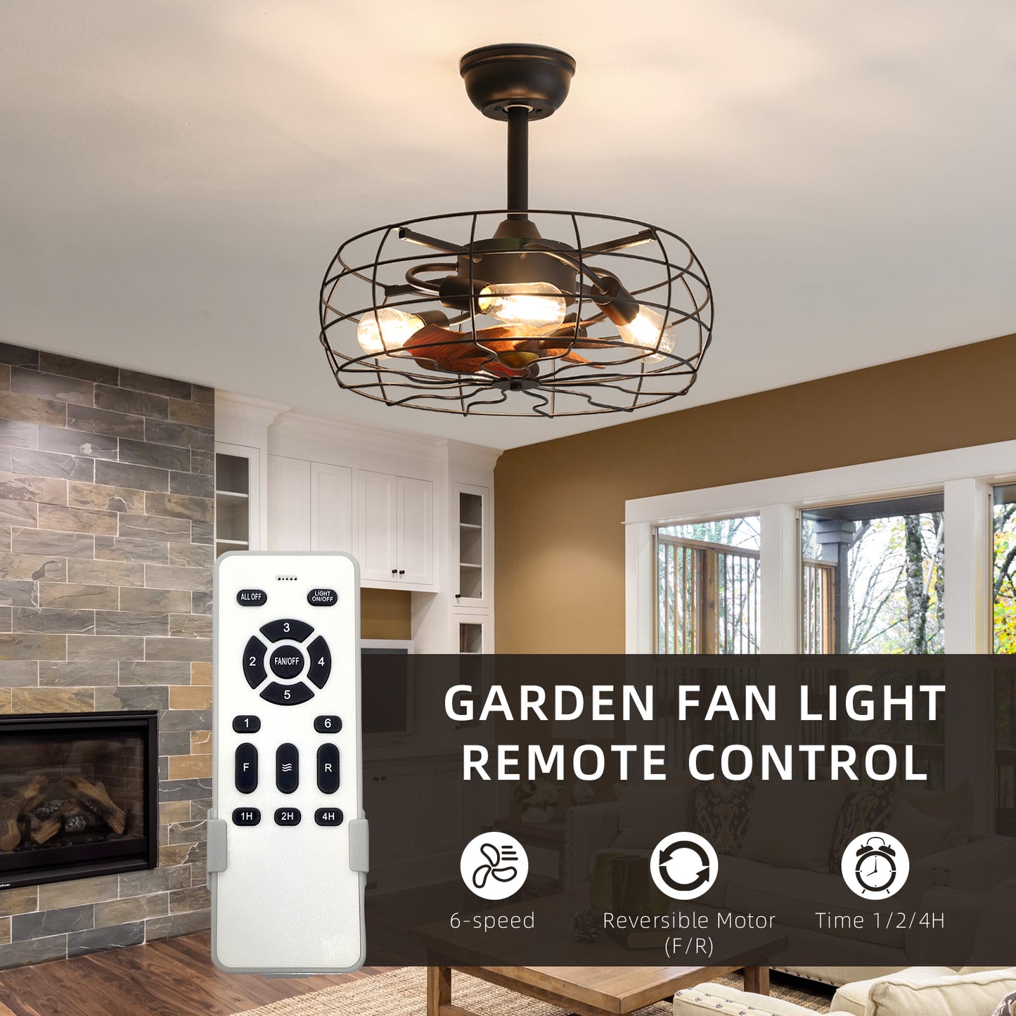 19inch Cage Retro Reiling Fan with Lights-DG1006
