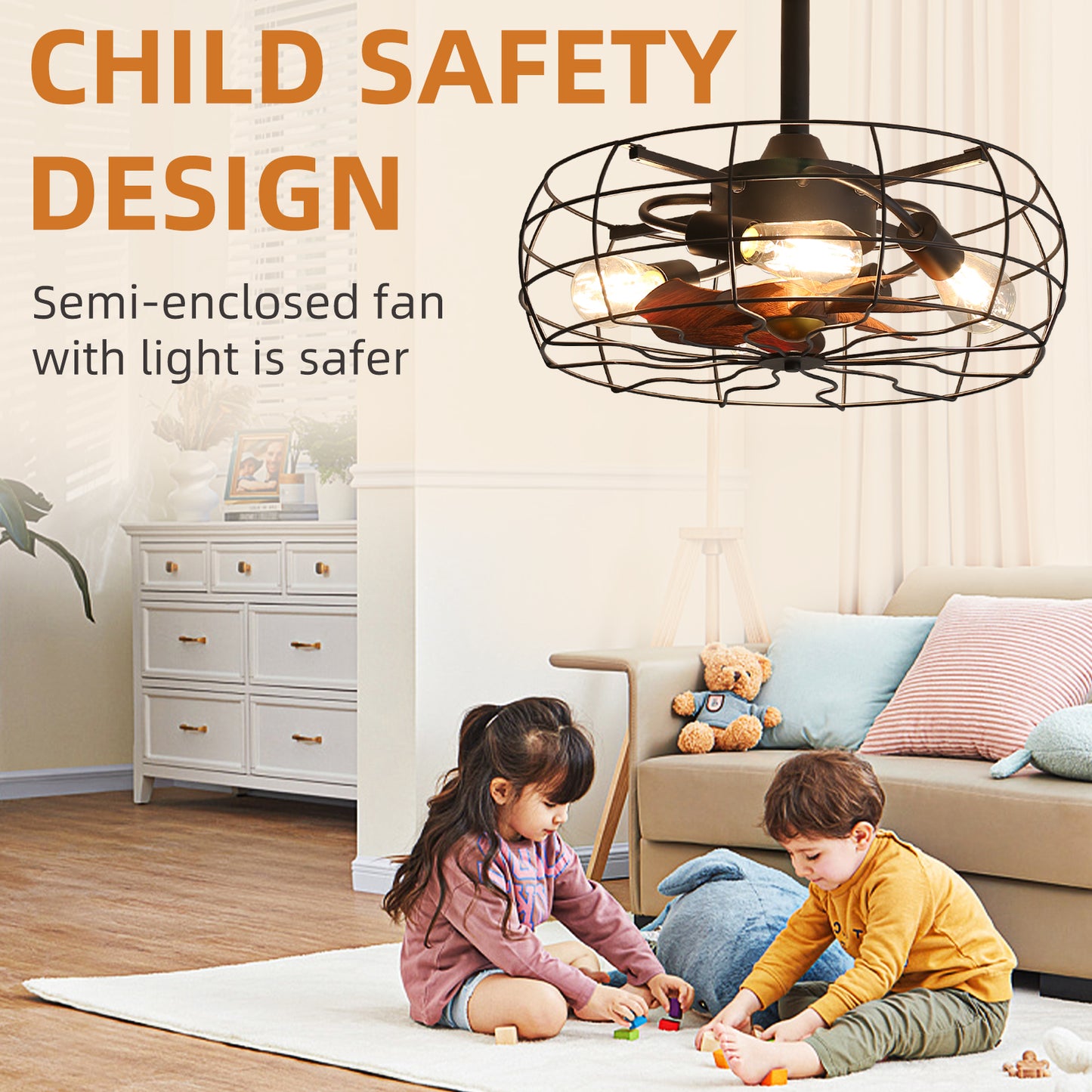 19inch Cage Retro Reiling Fan with Lights-DG1006