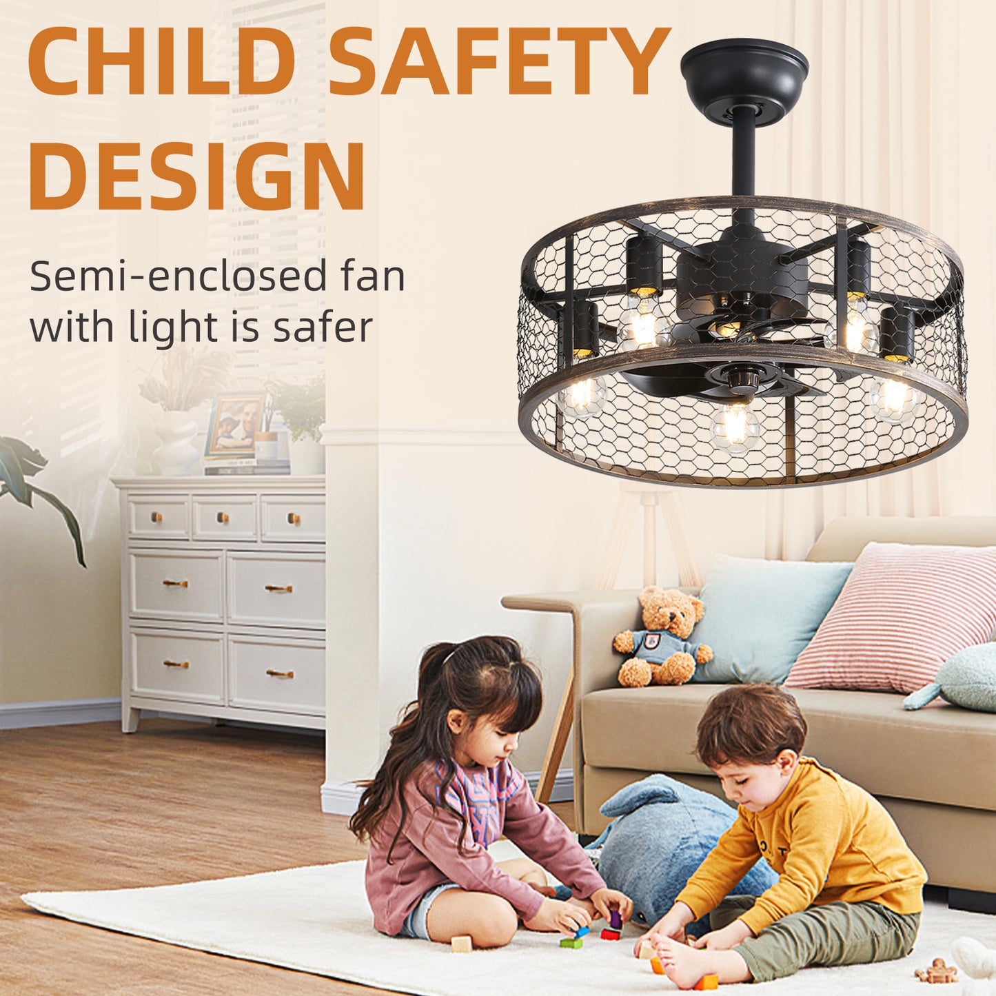 19.7In Classic Ceiling Fan with Light-DG1004