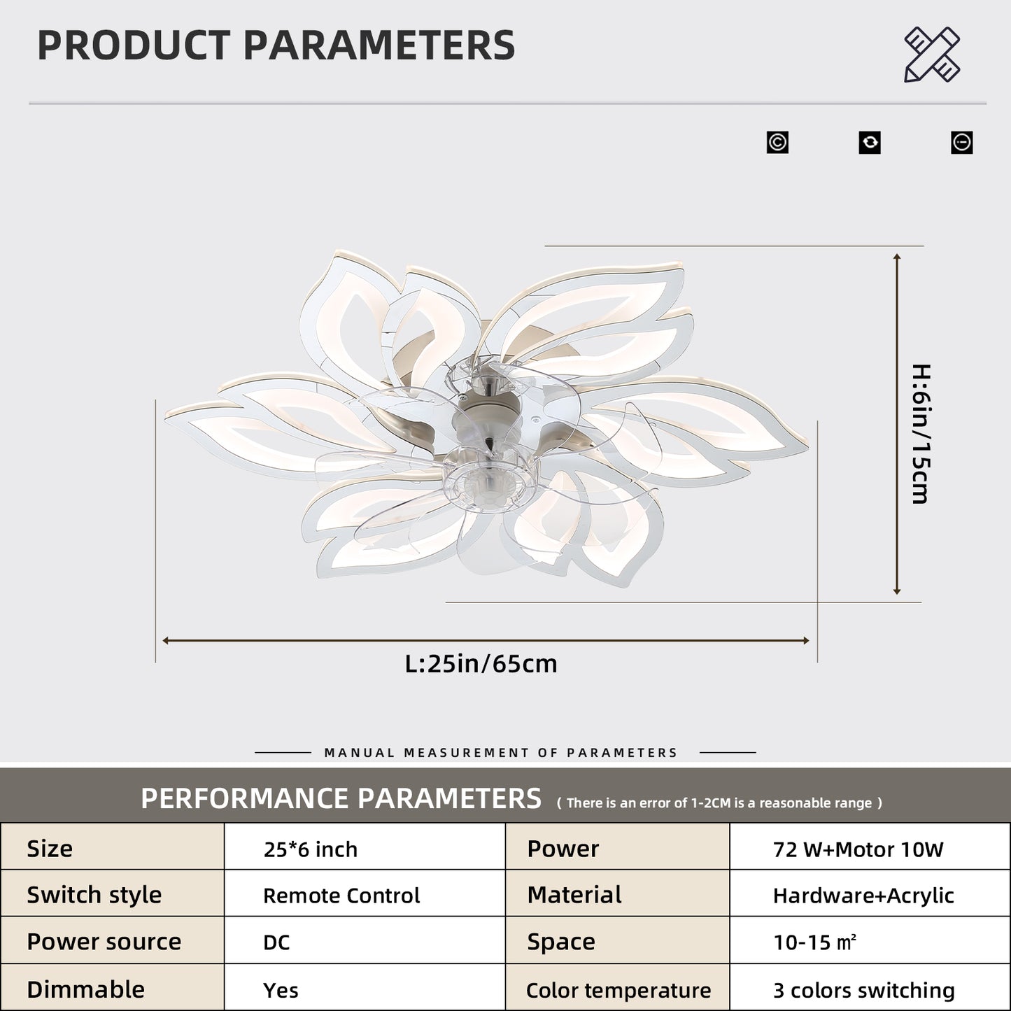 25.5In Ceiling Fan with Lights -DG1019