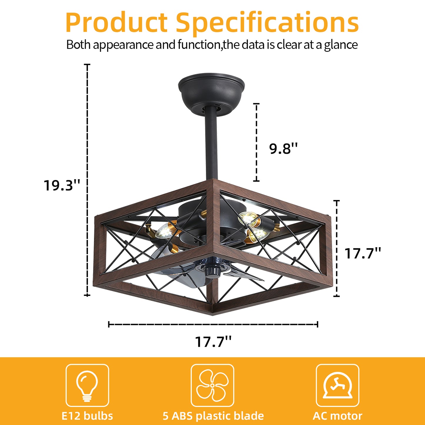 18inch Caged Ceiling Fan with Lights-DG1005