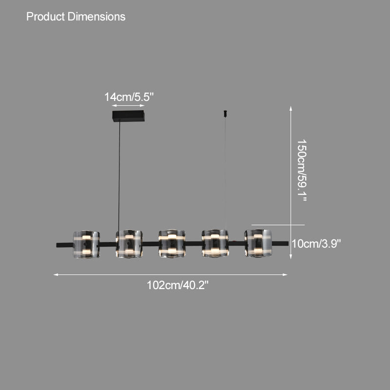 Diff Glass Brass Linear Chandelier-DF2219B