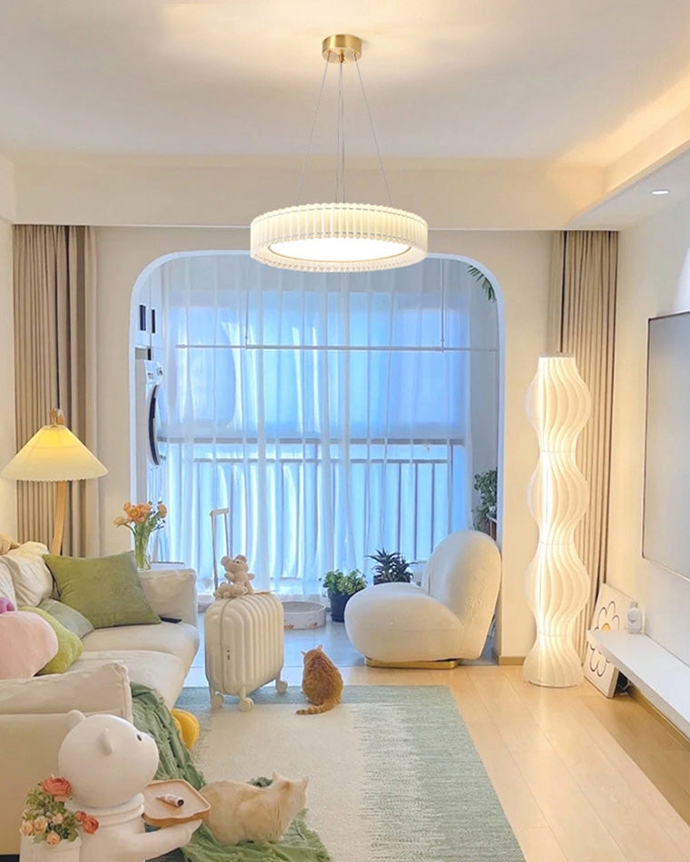 Diff Round Pleated Fabric Pendant Light-DF2050