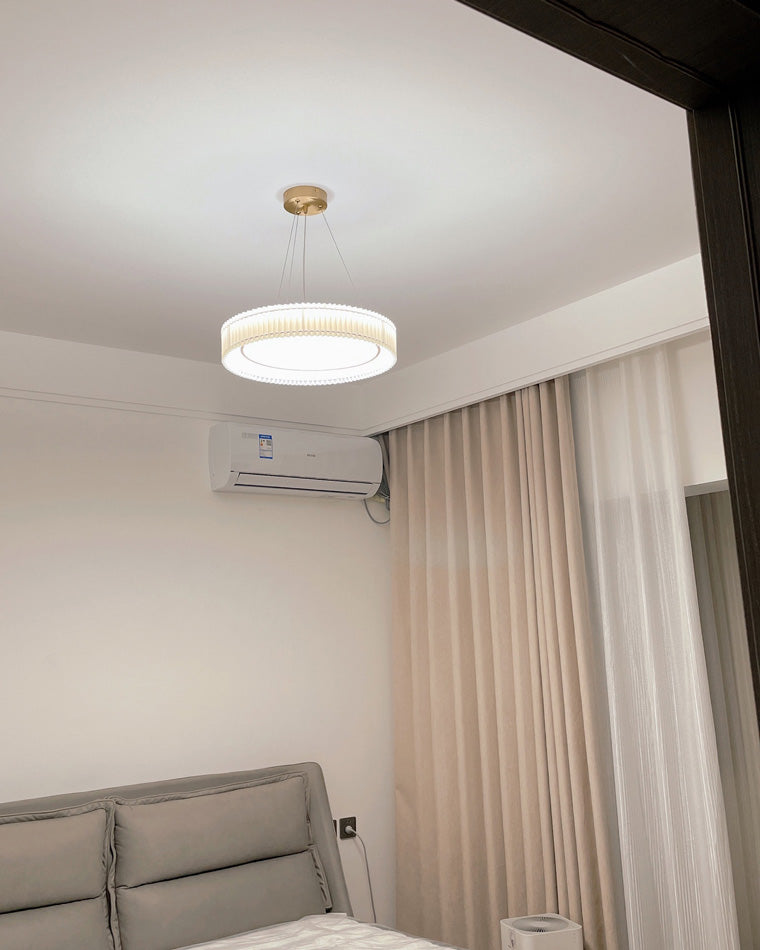 Diff Round Pleated Fabric Pendant Light-DF2050