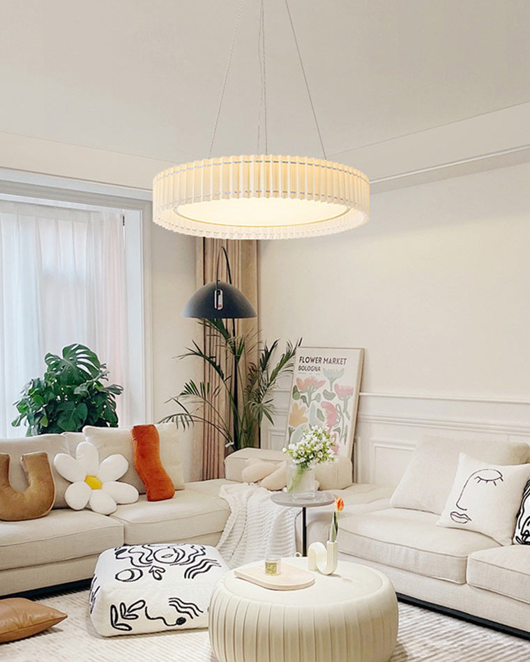 Diff Round Pleated Fabric Pendant Light-DF2050