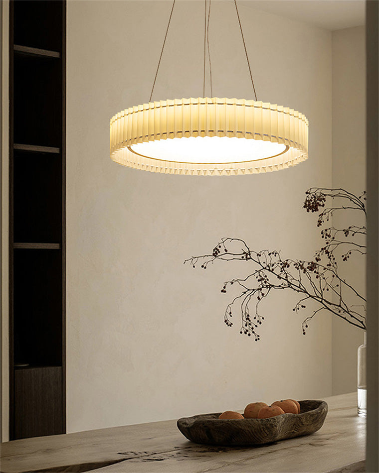 Diff Round Pleated Fabric Pendant Light-DF2050