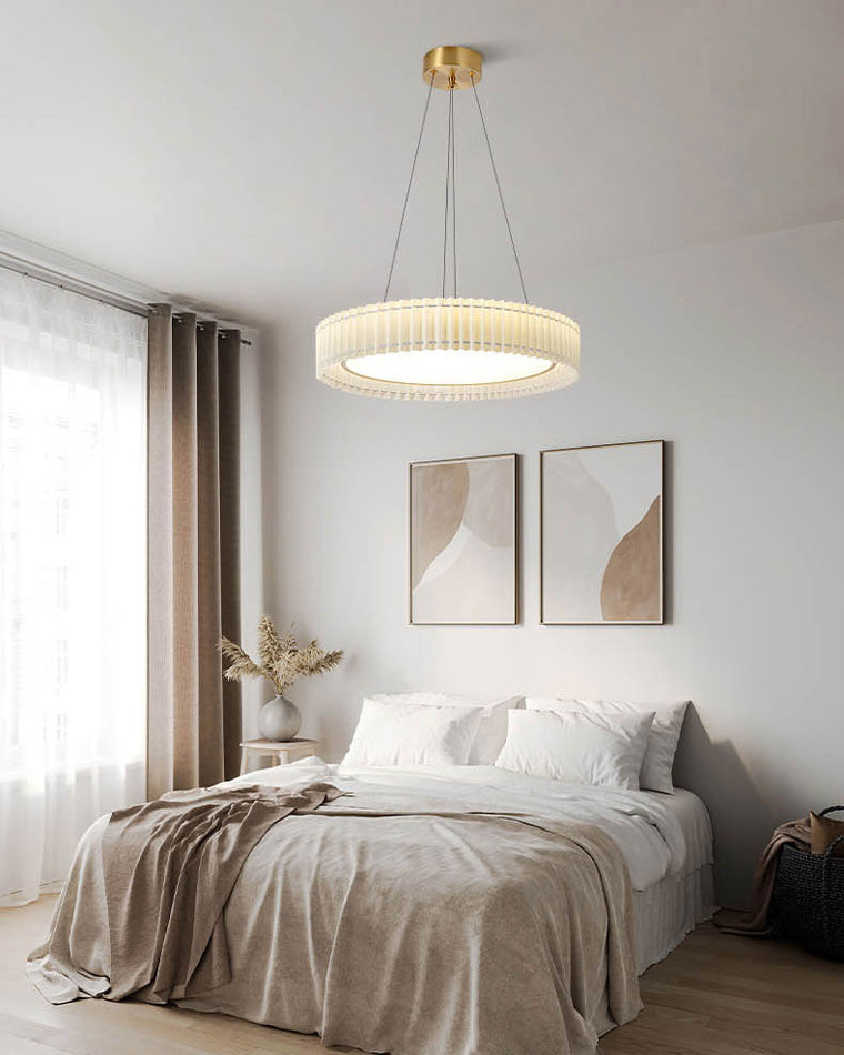 Diff Round Pleated Fabric Pendant Light-DF2050