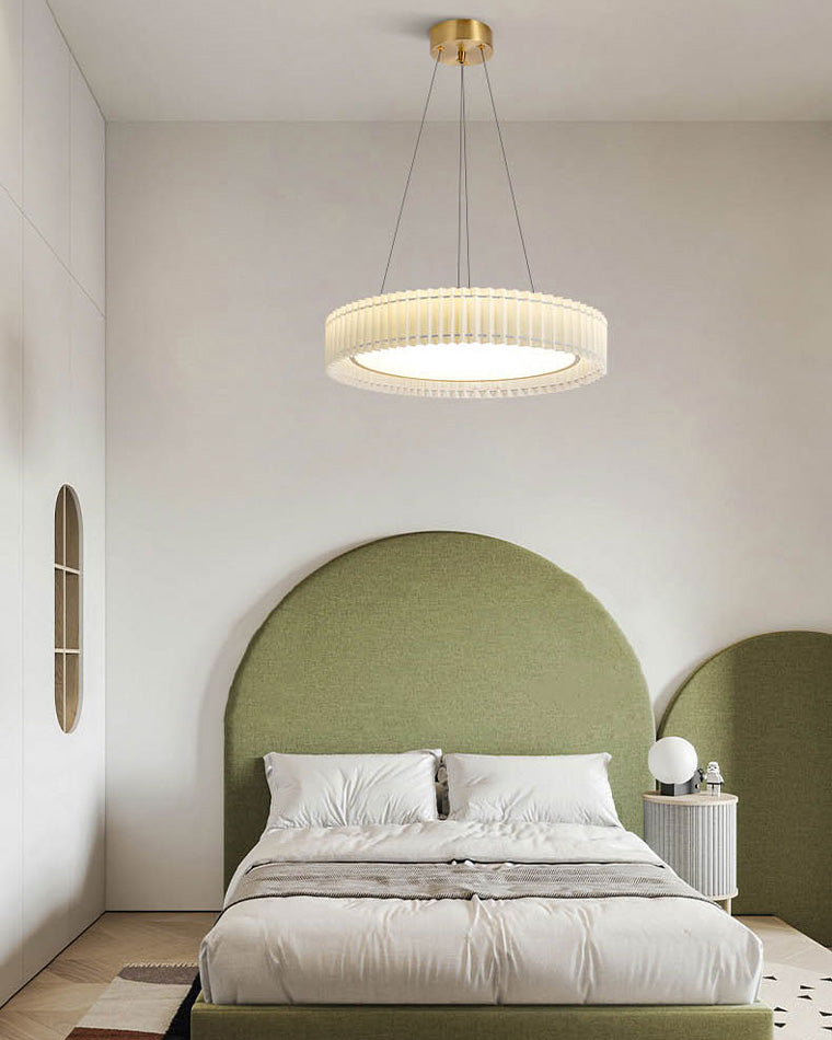 Diff Round Pleated Fabric Pendant Light-DF2050