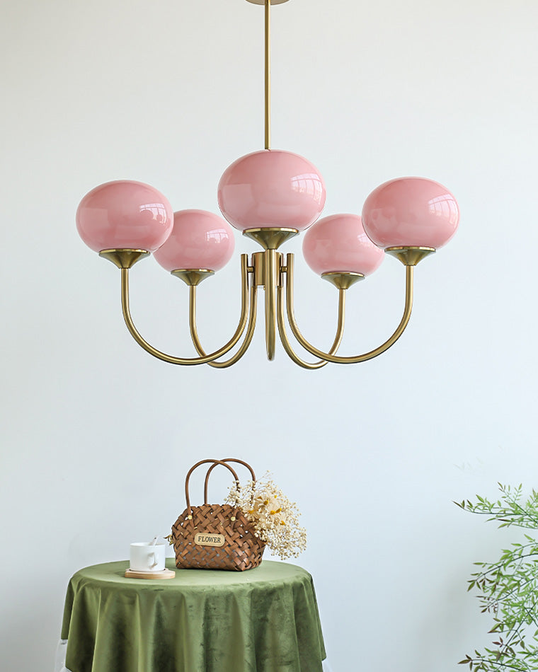 Diff Pink Glass Globe Arm Chandelier-DF2052