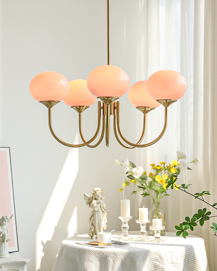 Diff Pink Glass Globe Arm Chandelier-DF2052