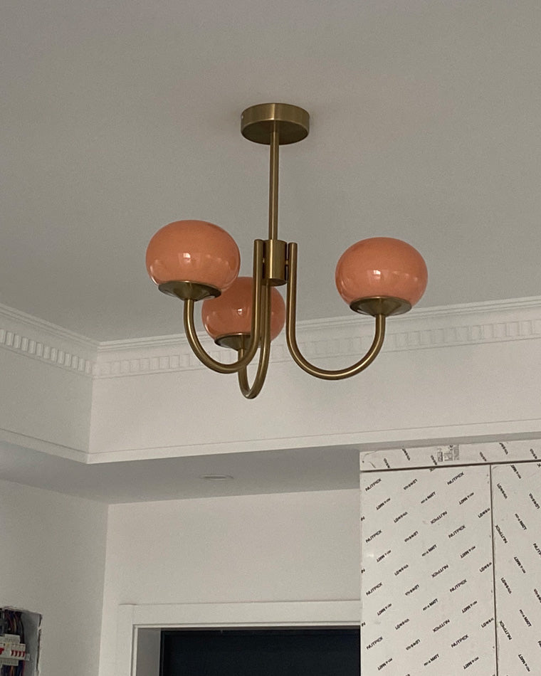 Diff Pink Glass Globe Arm Chandelier-DF2052