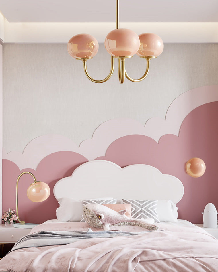 Diff Pink Glass Globe Arm Chandelier-DF2052