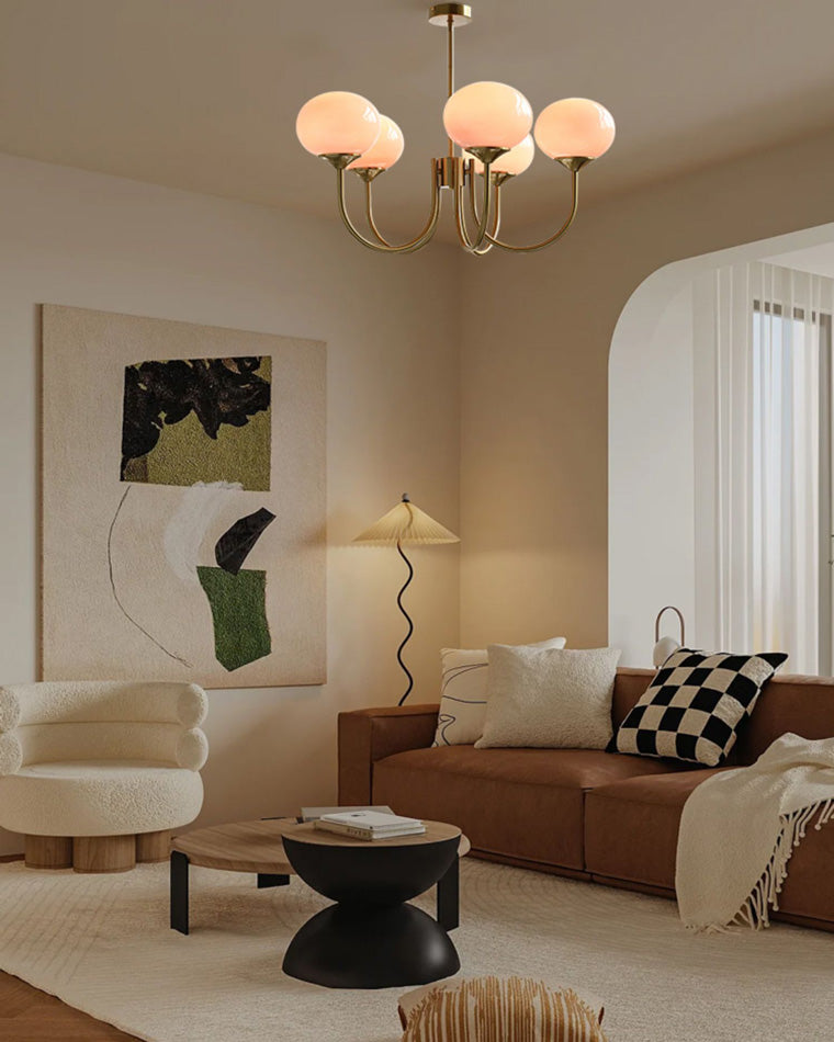 Diff Pink Glass Globe Arm Chandelier-DF2052